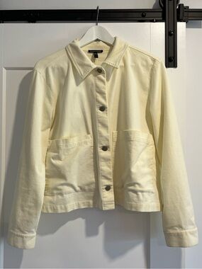 Eileen Fisher Light Cream Button-Front Jean Jacket